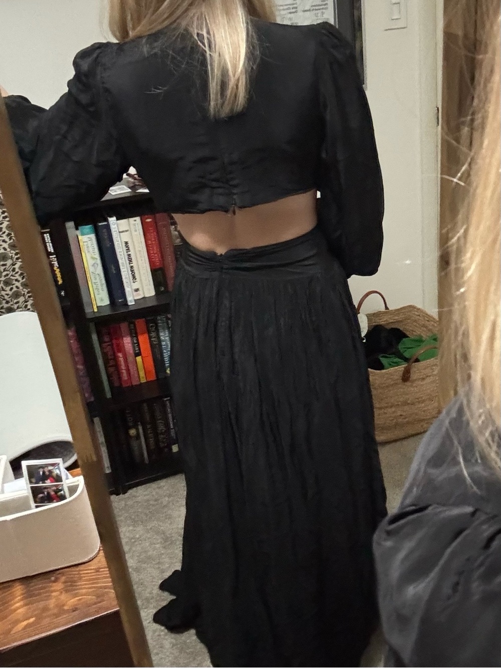 FARM Rio Black Satin Maxi Dress with Sunburst Ring - Picture 4 of 4